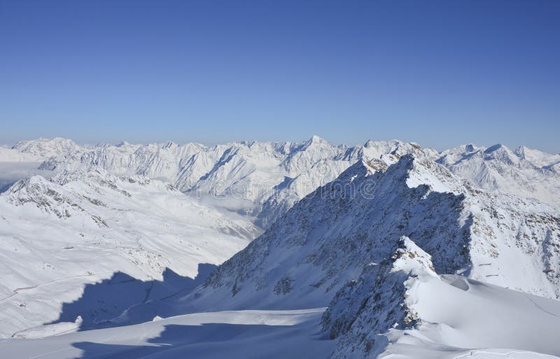 Mountains under snow. Alps. Solden. Austria