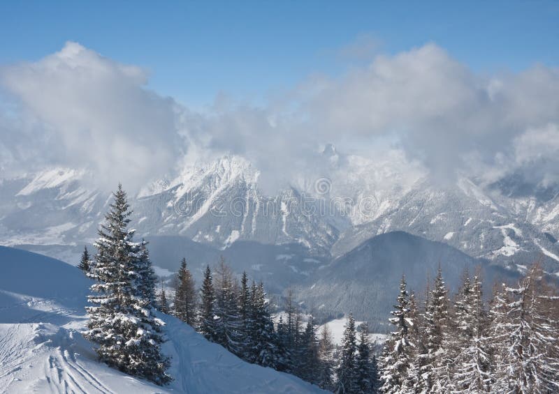 Mountains under snow. Schladming . Austria