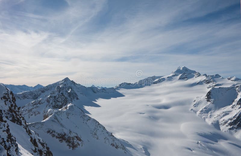 Mountains under snow in the winter