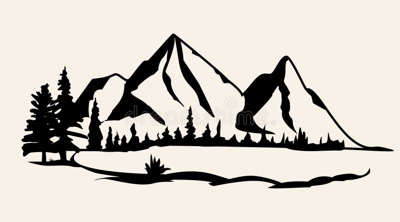 Download Mountains Vector.Mountain Range Silhouette Isolated Vector ...