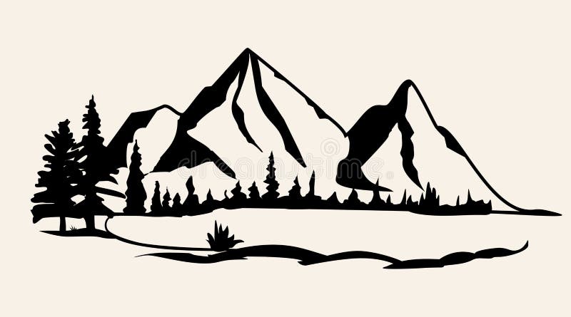 Mountains vector.Mountain range silhouette isolated vector illustration ~  Clip Art #197048627