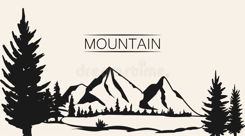 Mountains vector. Mountain range silhouette isolated. Mountain vector illustration royalty free illustration