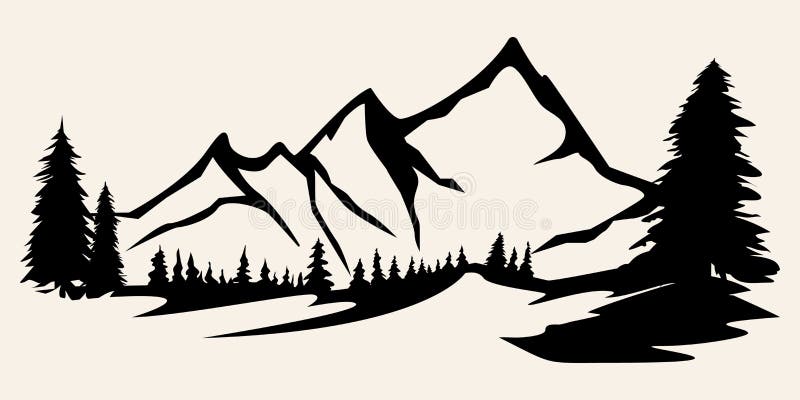 Mountains Vectormountain Range Silhouette Isolated Vector Illustration