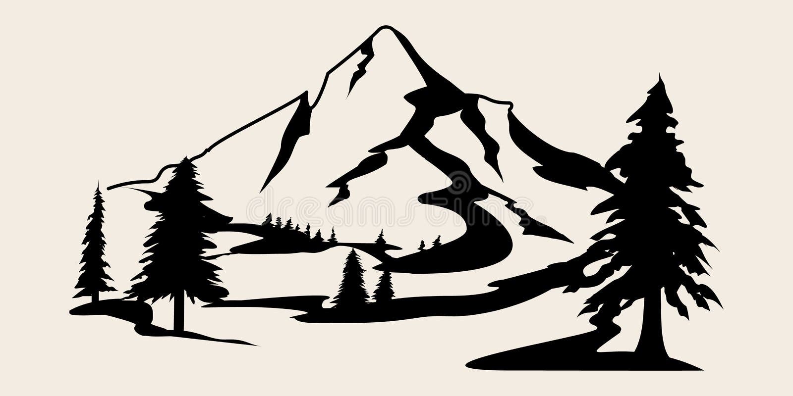 Mountains Vector.Mountain Range Silhouette Isolated Vector Illustration ...