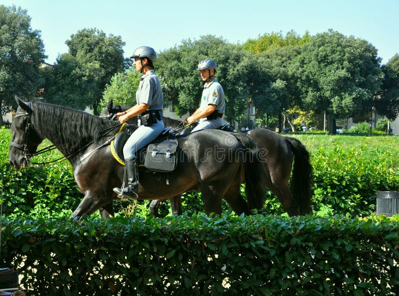 Mounted Italian policemen royalty free stock photography Mounted Italian policemen royalty free stock photography