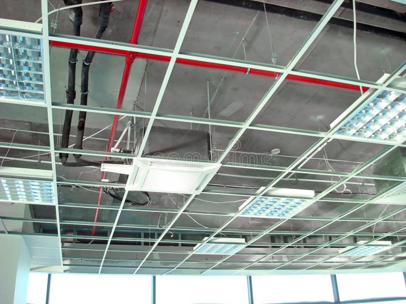 Mounting Suspended Ceiling Frame Stock Photo Image of inside, steel