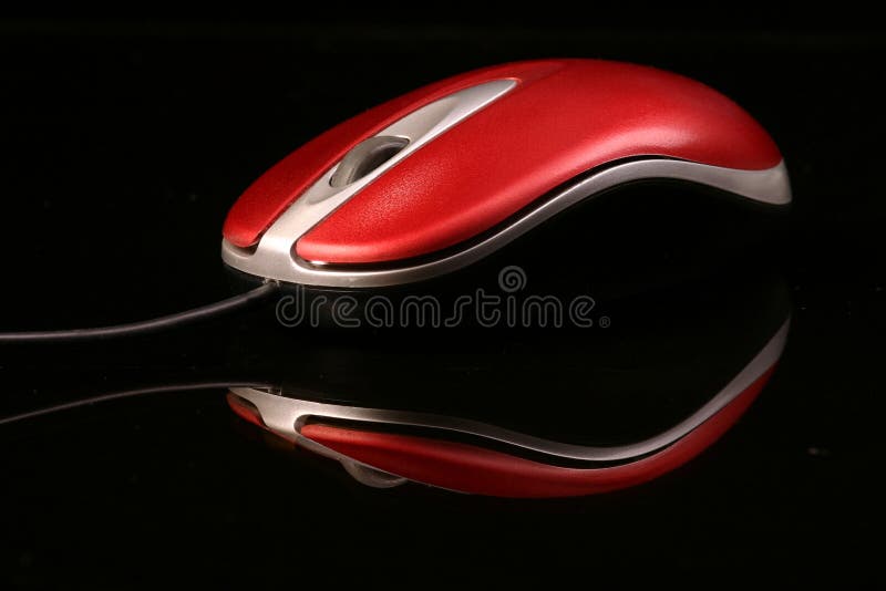 Mouse. Red optic computer mouse on the black Mouse. Red optic computer mouse on the black