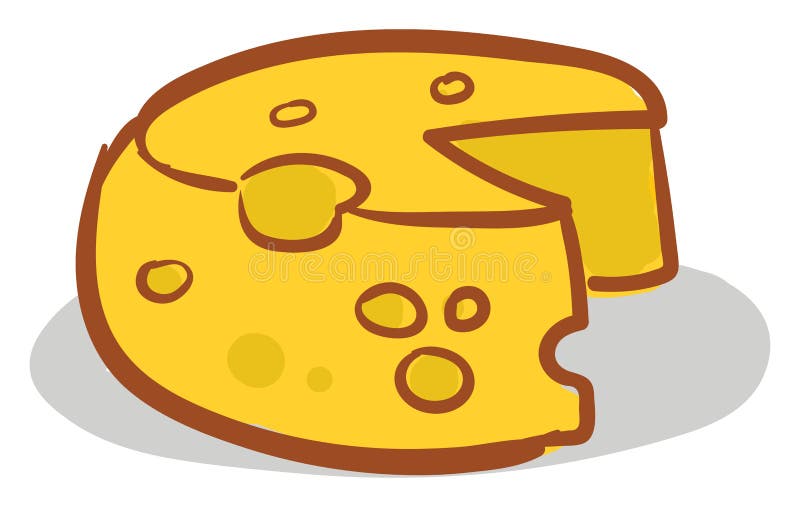 Mouse Bite on the Large Block of Round Yellow Cheese, Vector or Color  Illustration Stock Vector - Illustration of watercolor, breakfast: 160161977