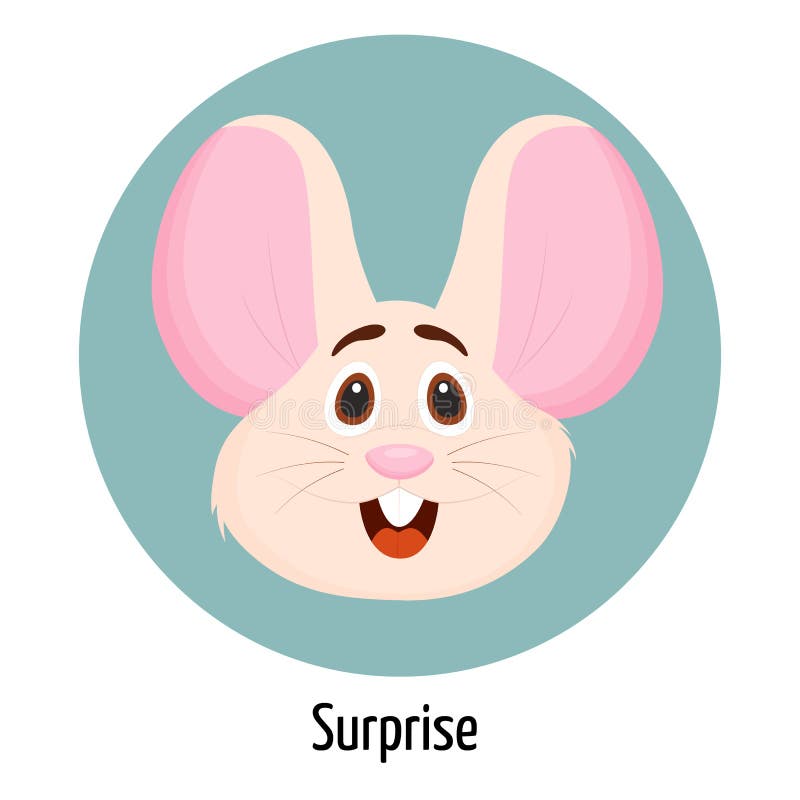 Mouse Character with a Surprised Face. Facial Expression. Mouse