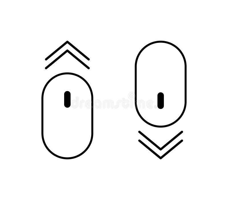 Mouse jos și sus. defilare cu săgeată în jos și în sus. pictograma mouse-ului computer. buton linie pentru Web și computer. pictog royalty free illustration
