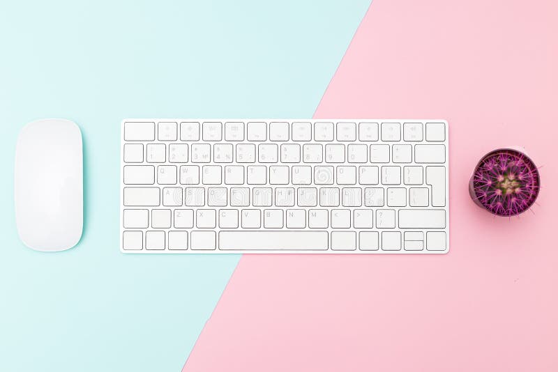 Mouse And Keyboard On Pastel Background. Minimalist Design Stock Photo ...