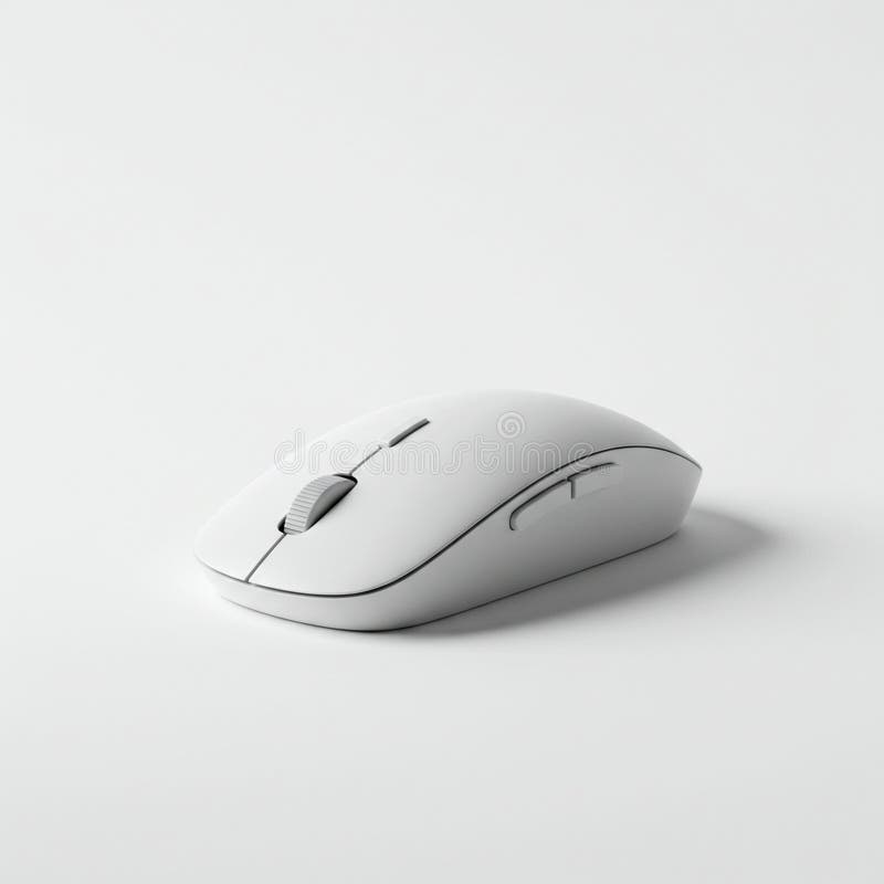 Mouse pentru computer wireless, elegant, cu un design alb minimalist. Caracteristicile includ două vector illustration