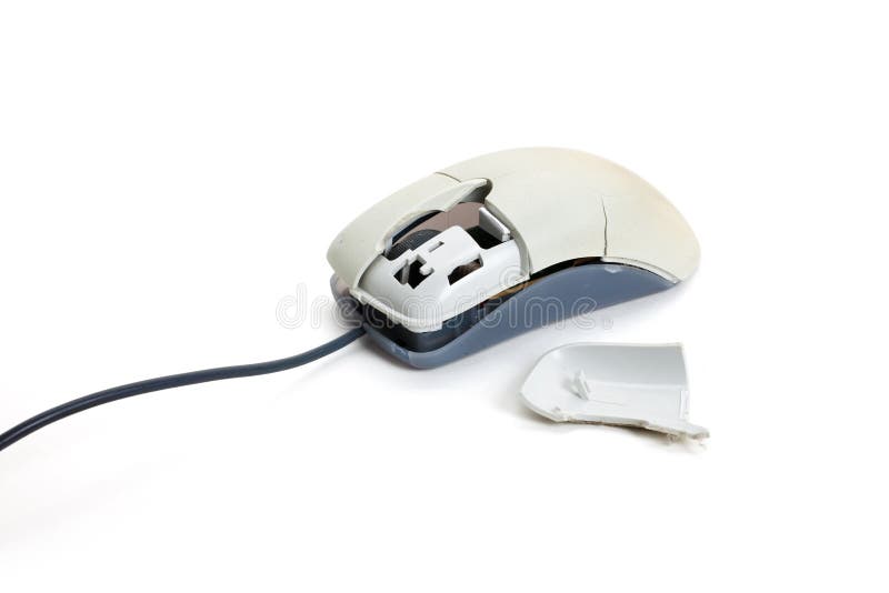 Mouse rotto del calcolatore immagini stock Mouse rotto del calcolatore immagini stock