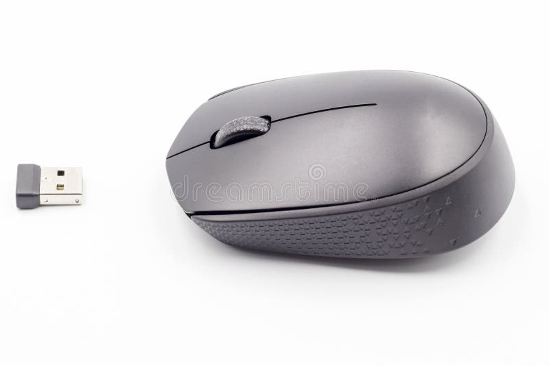 Mouse sem fio preto sobre o mouse sem fio sobre fundo branco imagem de stock royalty free