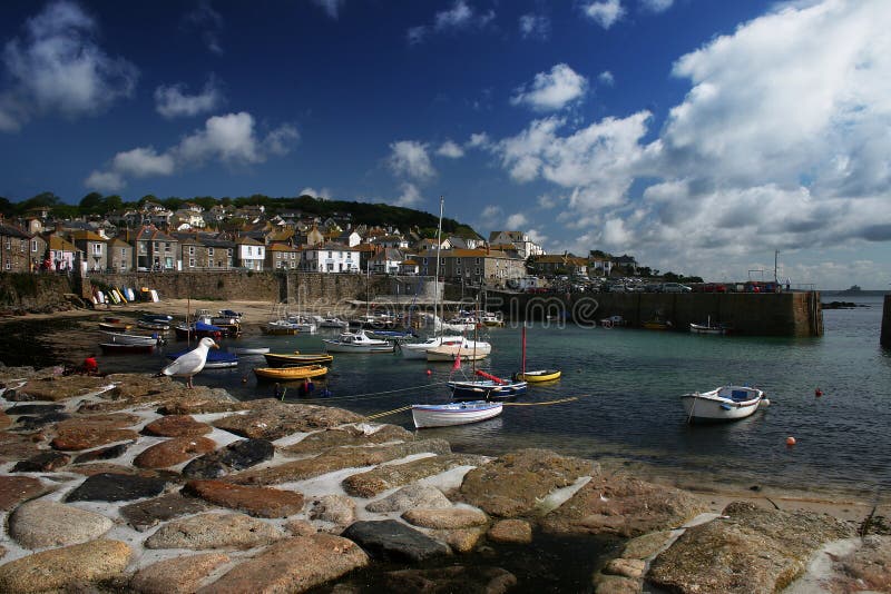 Mousehole harbor in Cornwall UK royalty free stock photography