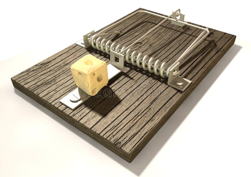 Mousetrap com perspectiva do queijo ilustração royalty free Mousetrap com perspectiva do queijo ilustração royalty free