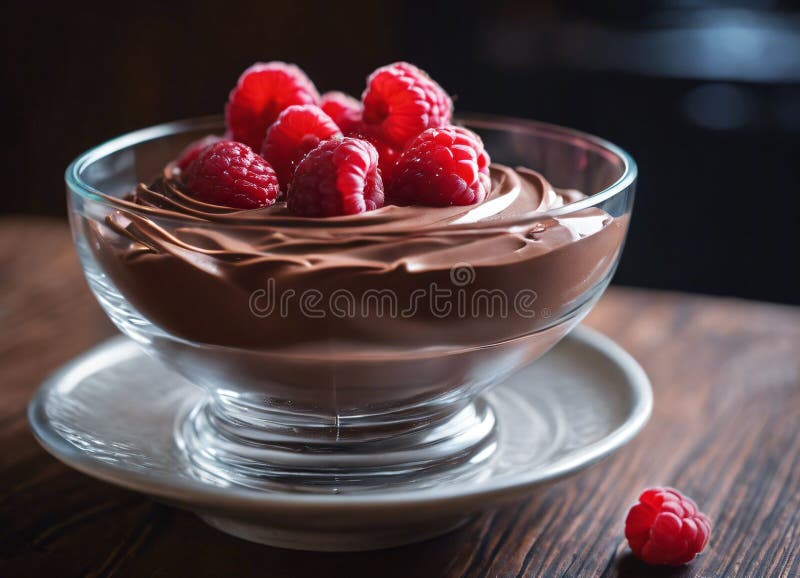 Mousse de chocolate con frambuesas libre illustration