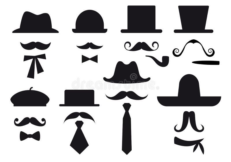 Bigote, sombreros a corbatas, colocar.