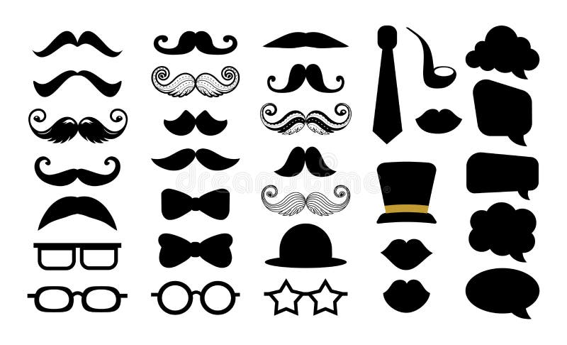 Moustache mustache vector hipster icon set