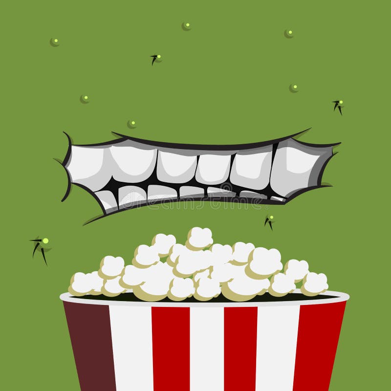 Mouth Monster Eating Popcorn Stock Vector Illustration of expression