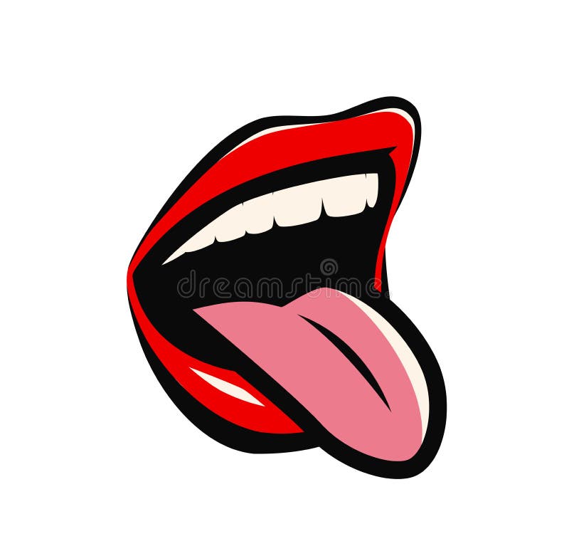 Mouth with Red Lips and Tongue. Cartoon Vector Illustration Stock Vector - Illustration of cartoon, glamour: 183426934 Mouth with Red Lips and Tongue. Cartoon Vector Illustration Stock Vector - Illustration of cartoon, glamour: 183426934