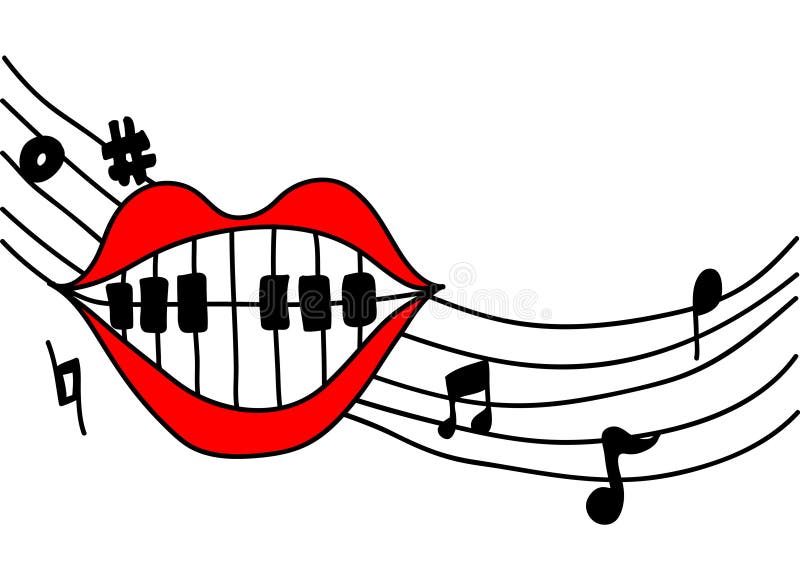 Mouth singing music stock vector. Image of piano, vioce - 24008637