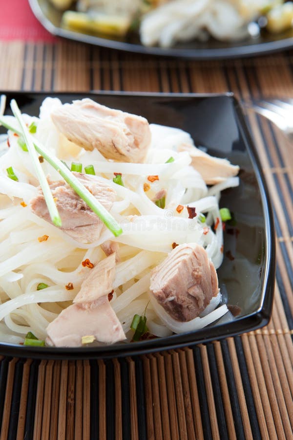 Mouthwatering Rice Vermicelli with Chunks of Tuna Stock Image Image