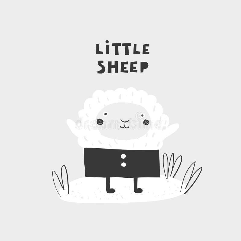 Moutons tirés par la main mignons de griffonnage avec marquer avec des lettres la citation Carte postale, bannière, copie de mur, illustration de vecteur Moutons tirés par la main mignons de griffonnage avec marquer avec des lettres la citation Carte postale, bannière, copie de mur, illustration de vecteur