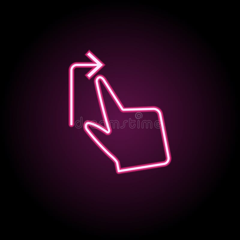 Move, hands, right, touch neon icon. Simple thin line, outline vector of touch gesture icons for ui and ux, website or mobile stock illustration