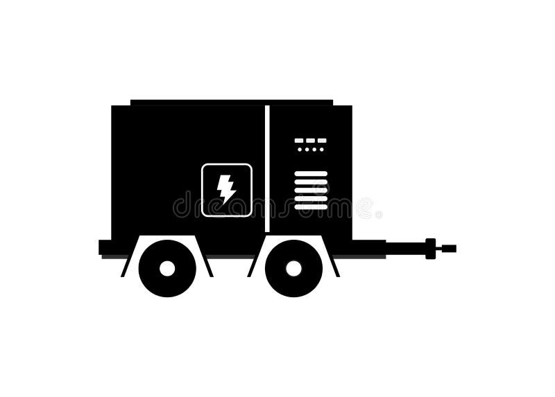 Generator Engine. Simple Illustration in Black and White. Stock Vector Illustration of