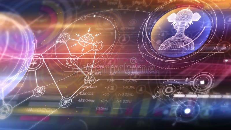 Movement of digital space with NFT and Ether. royalty free illustration