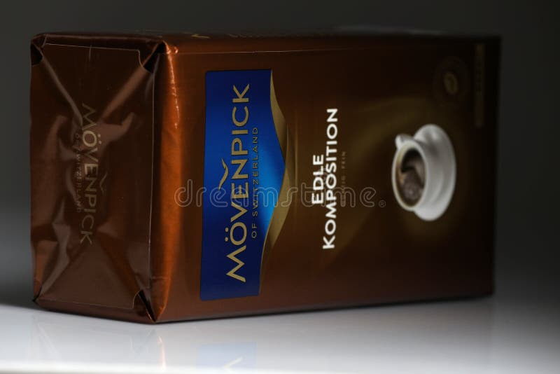 Movenpick, Pack of Coffee. Swiss Brand, Copy Space Editorial Stock