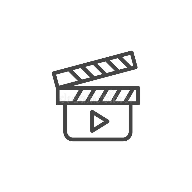 Movie clapperboard outline icon. Cinema symbol. Clapper board emblem. Tool to shoot video scenes, cinematography label royalty free illustration Movie clapperboard outline icon. Cinema symbol. Clapper board emblem. Tool to shoot video scenes, cinematography label royalty free illustration