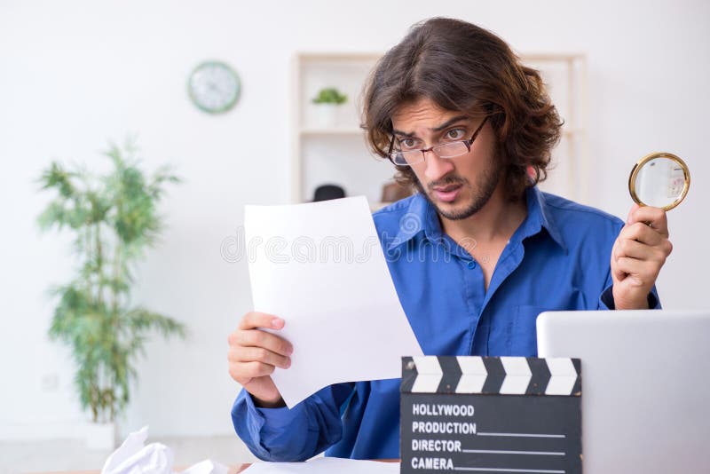 Movie Director Working in the Studio Stock Image - Image of contract