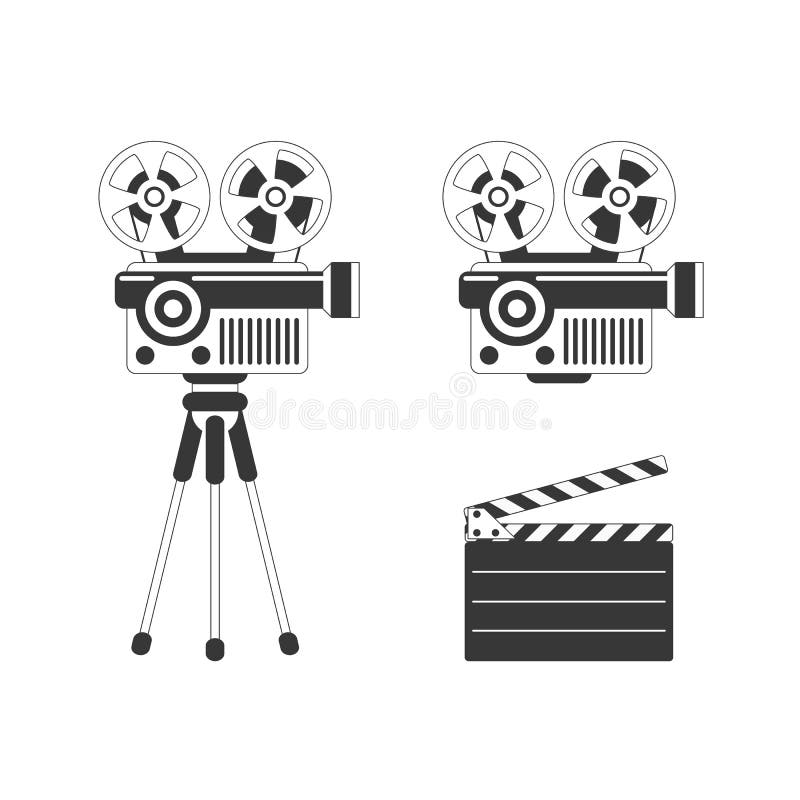 Movie projector and clapper board. vector illustration Movie projector and clapper board. vector illustration