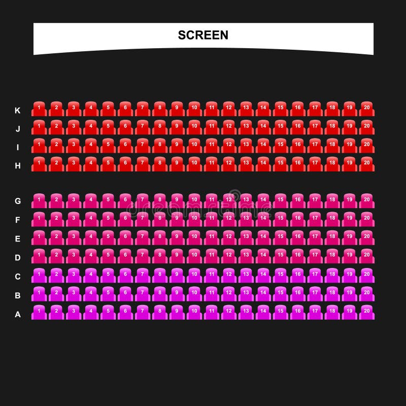 Cinema Seats Booking Online Ui Dark Gray Color Design Scheme or Film