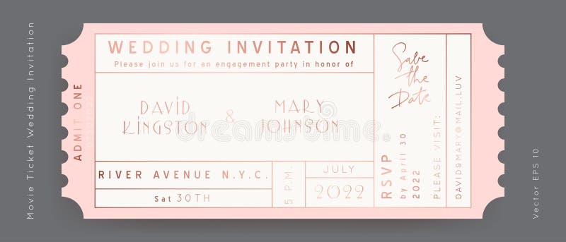 Movie Wedding Ticket Vector royalty free illustration