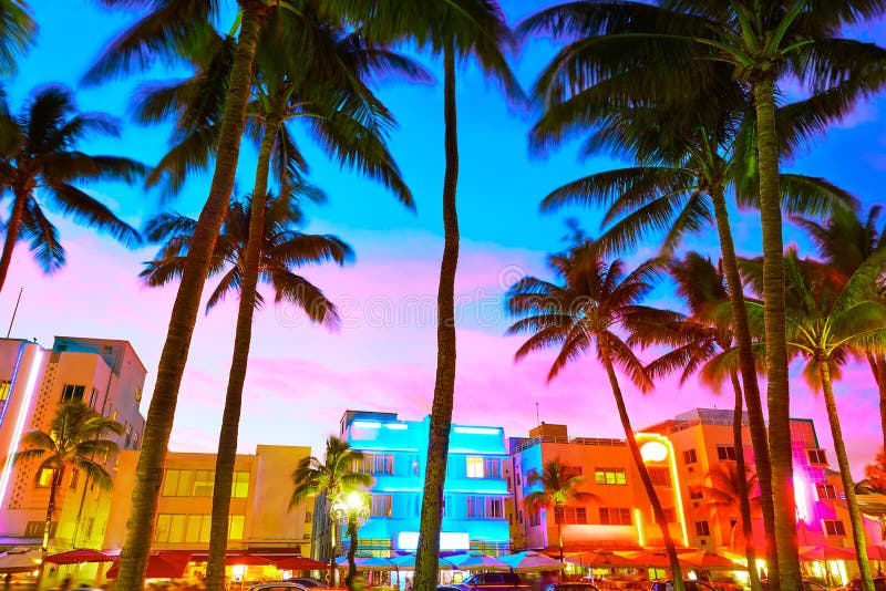 Movimentação sul Florida do oceano do por do sol da praia de Miami