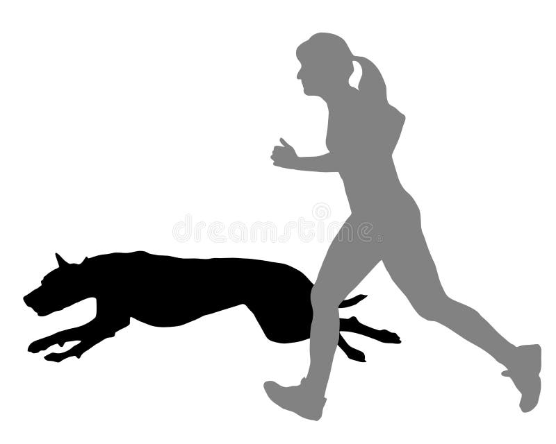 Detailed and colorful illustration of woman jogs with dog. Detailed and colorful illustration of woman jogs with dog