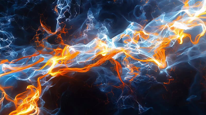 Movimiento de la red neuronal abstracta patrones de ramificación azul y naranja stock de ilustración