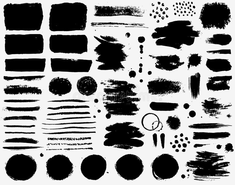 Movimientos de la brocha y manchas de la tinta Colección del vector del Grunge