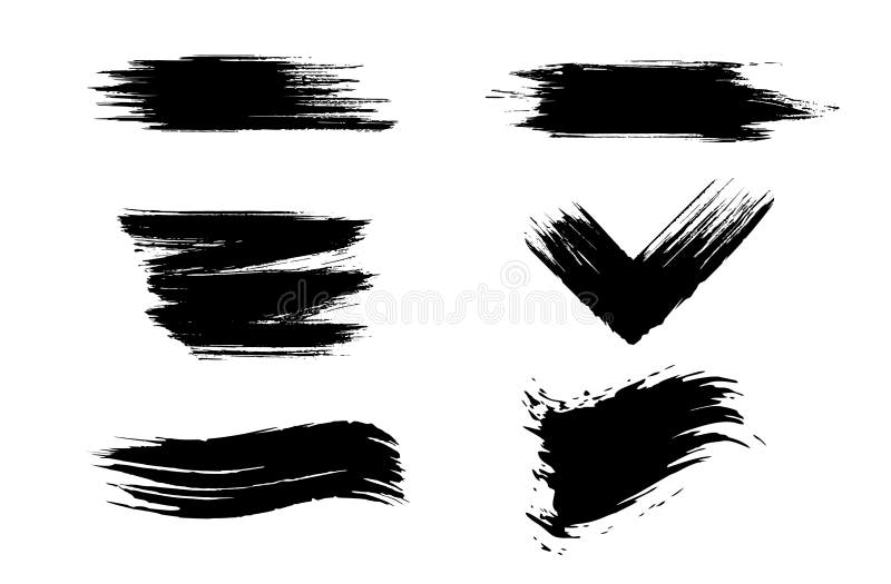 Movimientos dibujados mano del cepillo del Grunge Oscuro, diferente stock de ilustración Movimientos dibujados mano del cepillo del Grunge Oscuro, diferente stock de ilustración