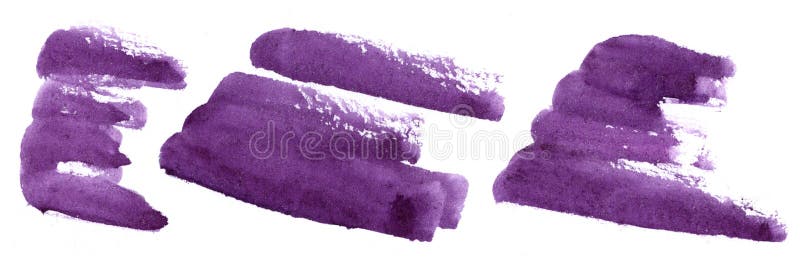 Movimientos violetas abstractos del cepillo - elementos púrpuras oscuros pintados a mano de la acuarela en el fondo blanco ilustración del vector Movimientos violetas abstractos del cepillo - elementos púrpuras oscuros pintados a mano de la acuarela en el fondo blanco ilustración del vector