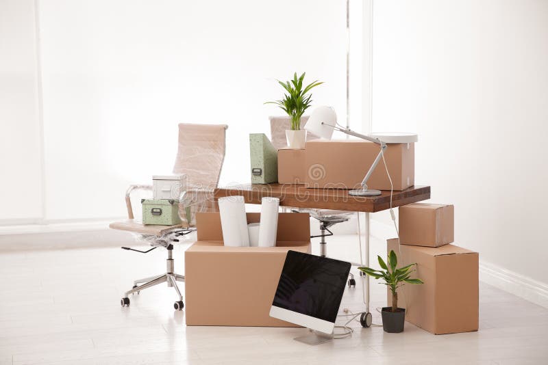 Moving Boxes and Furniture in Office Stock Image Image of postal, property 143625685