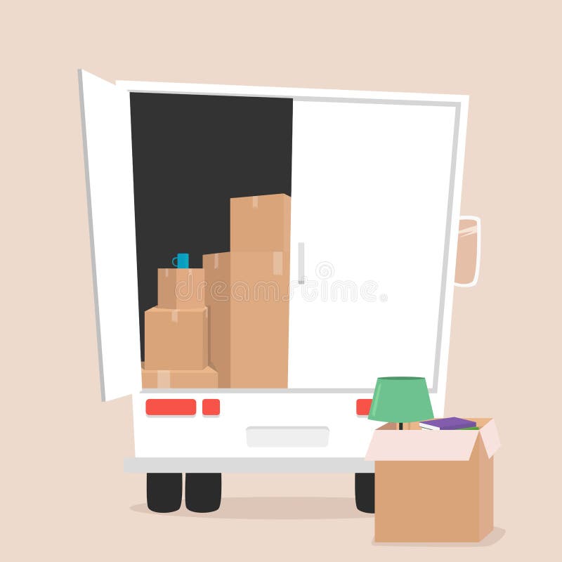 Moving with Boxes. Transport Company Stock Vector Illustration of