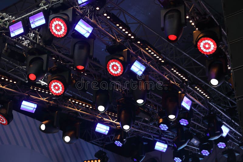 Moving Heads And Another Stage Light Fixtures Stock Image