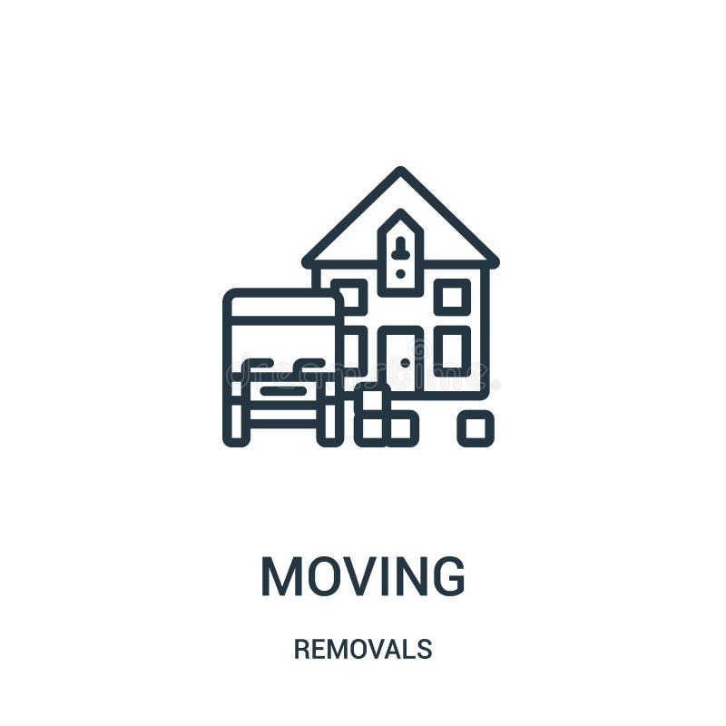 Moving icon vector from removals collection. Thin line moving outline icon vector illustration. Linear symbol for use on web and mobile apps, logo, print media. Removals symbol vectors
