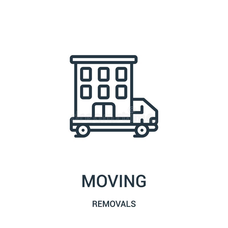 Moving icon vector from removals collection. Thin line moving outline icon vector illustration. Linear symbol for use on web and mobile apps, logo, print media. Removals symbol vectors