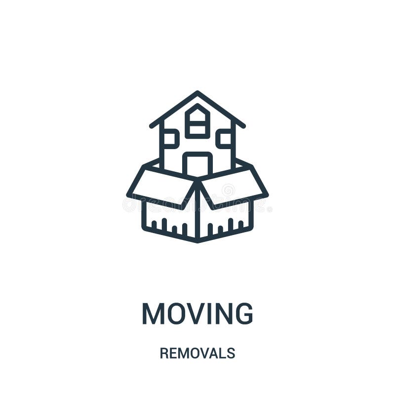 moving icon vector from removals collection. Thin line moving outline icon vector illustration. Linear symbol for use on web and mobile apps, logo, print media