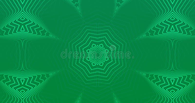 Moving kaleidoscope abstract green patterns and shapes stock illustration